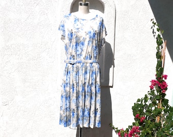 Blue Rose Belted Dress, XL