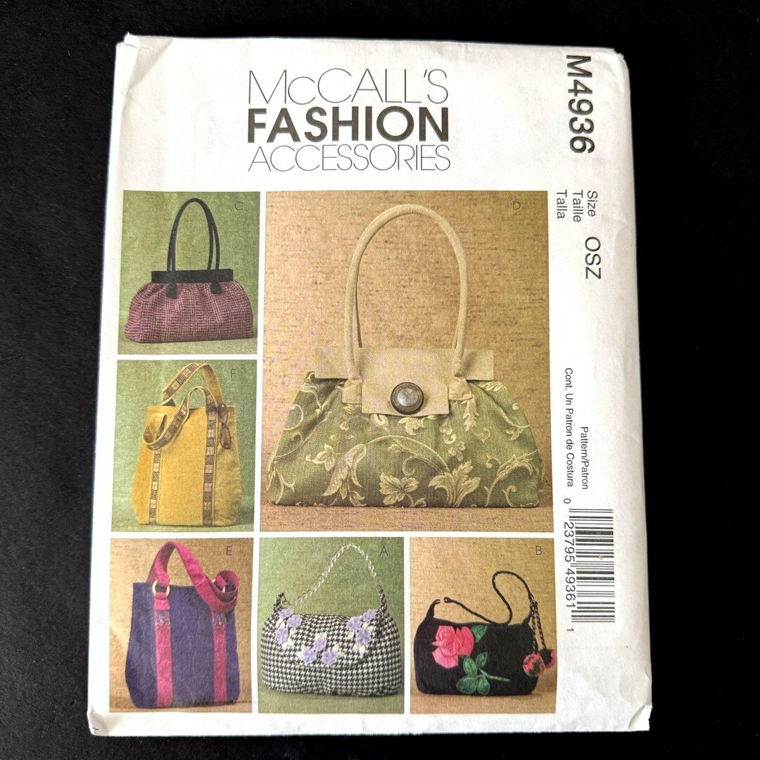 Vtg Mccalls M4936 Handbag Purse Tote Shoulder Bag Craft Sewing Pattern ...