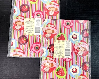 Vintage Y2K Erdbeerkuchen Geschenkpapier Geschenkpapier Geburtstagsparty Rosa