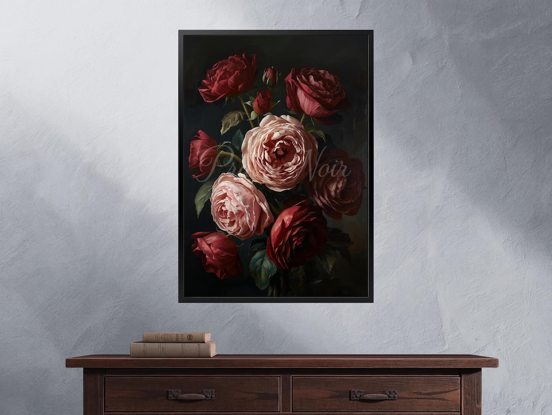 Dark Vintage Rose Bouquet Fine Art Poster | Floral Wall Art | Moody ...