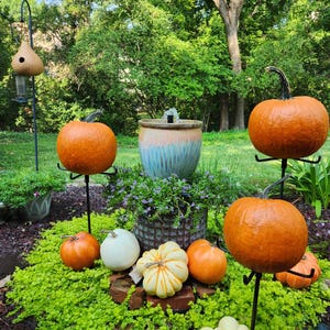 Handmade Iron Pumpkin Stake: Fall Garden Decor - 19/24/29 Inch - Etsy