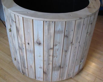 large circular wood planter