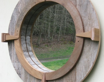 Reclaimed cedar/fir circular wall mirror