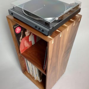 Double decked hardwood vinyl album storage tower