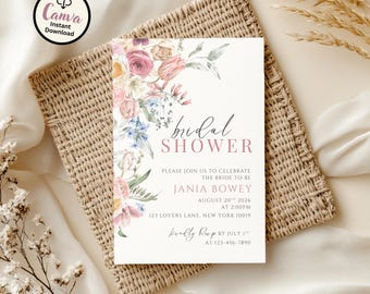 Bridal Shower Invitation: Editable Pink Floral Bridal Invite
