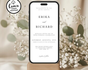 Digital Wedding Invitation Template: Editable Invite with RSVP Card
