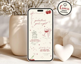 Uitnodigingssjabloon Galentinedag: Valentijnsdag Girls Night-uitnodiging