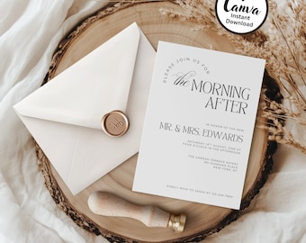 Morning After Brunch Invitation Template, Editable Printable Canva Template
