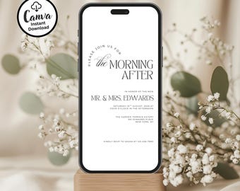 Digital Morning After Brunch Invitation, Editable Canva Template