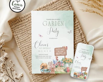 Garden Party Invitation Template: Editable Birthday Invite