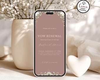 Digital Vow Renewal Invitation Template: Editable Canva Invite