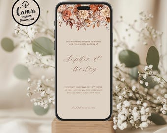 Digital Wedding Invitation: Editable Rustic Wedding Invite
