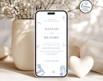 Digital Wedding Invitation Template: Editable mobile Invite