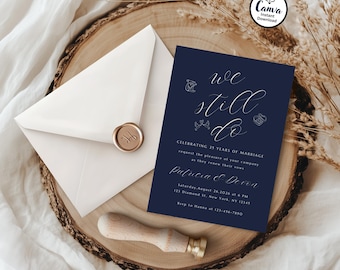 Navy Vow Renewal Invitation Template: Editable Canva Invite