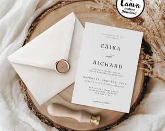 Wedding Invitation Suite: Editable Invite with RSVP Card
