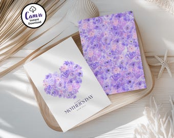 Printable Mother’s Day Card: Purple Editable Floral Template