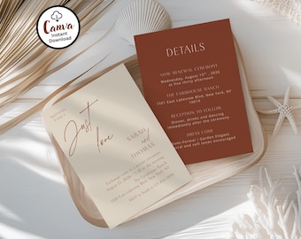 Vow Renewal Invitation Template: Editable Canva Invite