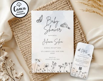Baby Shower Invitation Template: Editable Floral invite