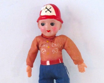 Vintage Fire Chief Fireman Doll