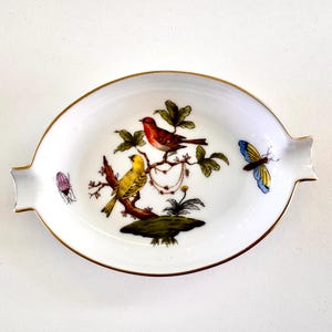 Vintage Herend Hungary Rothschild Bird Trinket Dish/Ashtray (RO) Porcelain Hand Painted