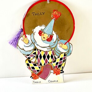 Bridge Tally Card Acentos dorados Pretty Harlequin Clown
