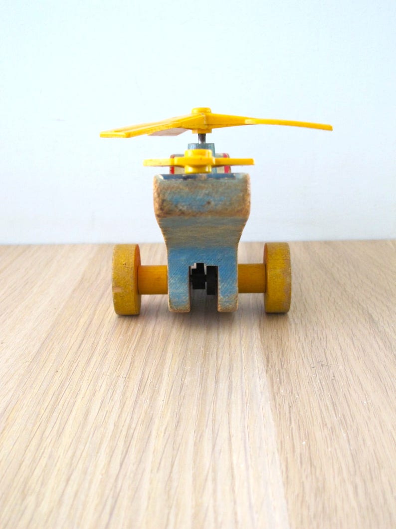 Vintage Happy Little Helicopter Fisher Price Pull Along Wooden Toy 1953-1955 #498