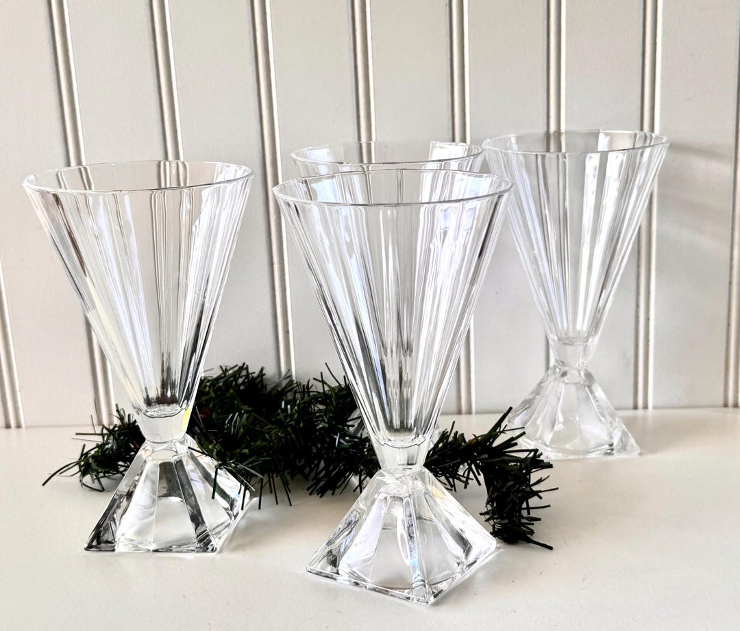 4 Pyramid Crystal D'arques Water Goblets Vintage French Glassware - Etsy