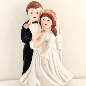 Vintage Bride and Groom Figurine Cake Topper