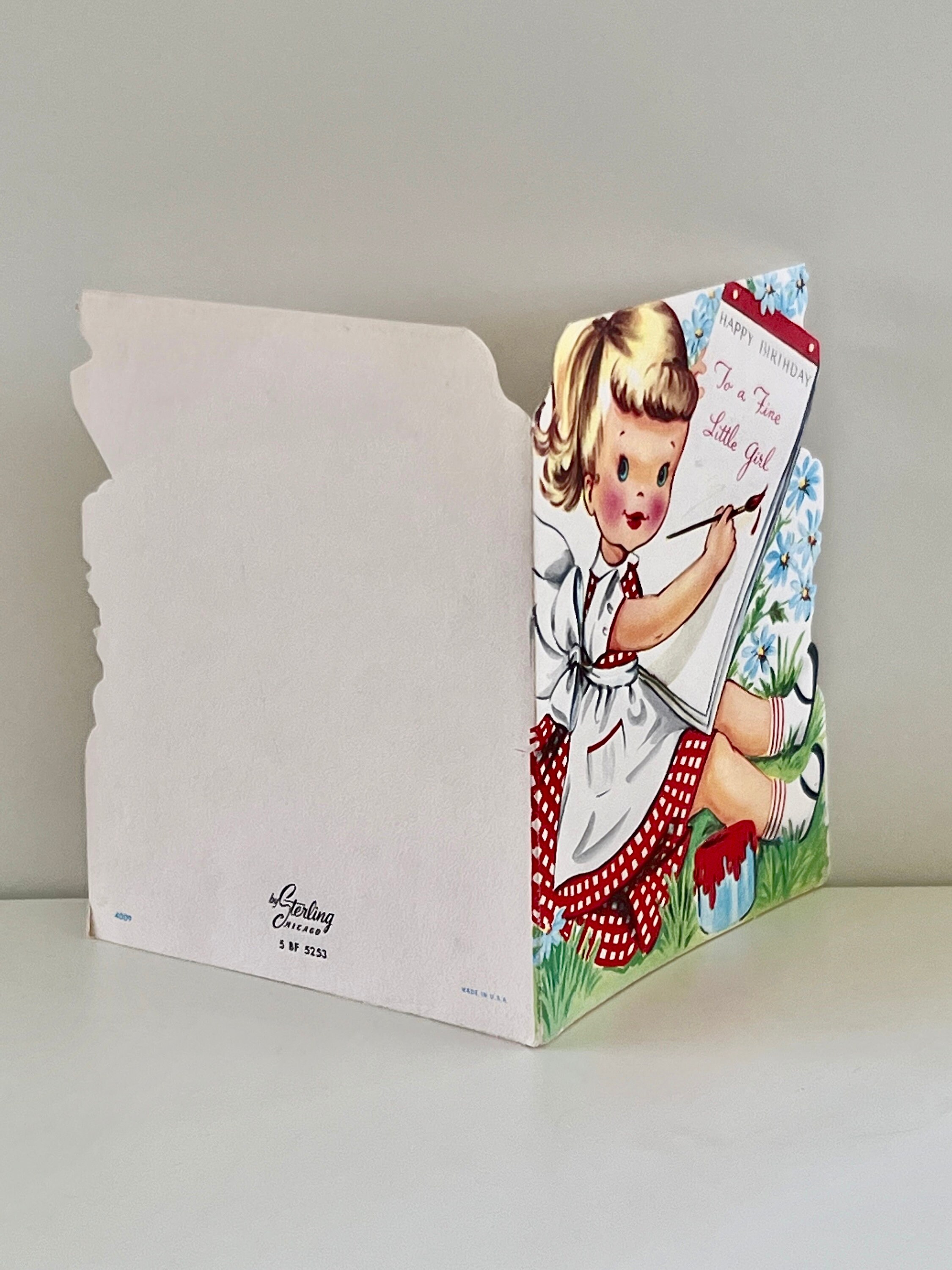 Vintage Happy Birthday Greeting Card Little Girl Artist - Etsy