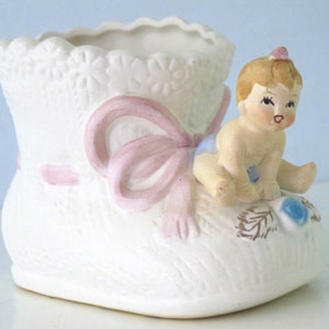 Vintage Baby Girl Planter Baby Bootie