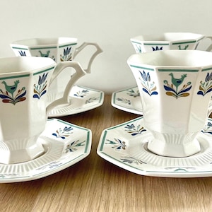 Vintage Set 4 Cups and Saucers Mid Century Independence Ironstone Castleton Japan Shenandoah Design