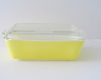Vintage Yellow Pyrex Large Refrigerator Dish #503 with Glass Lid