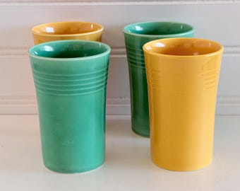 Vintage Harlequin by Homer Laughlin Tumblers Aqua and Yellow