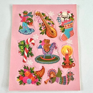 8 Vintage Holiday Stickers Christmas