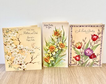 3 Vintage Easter Cards Floral