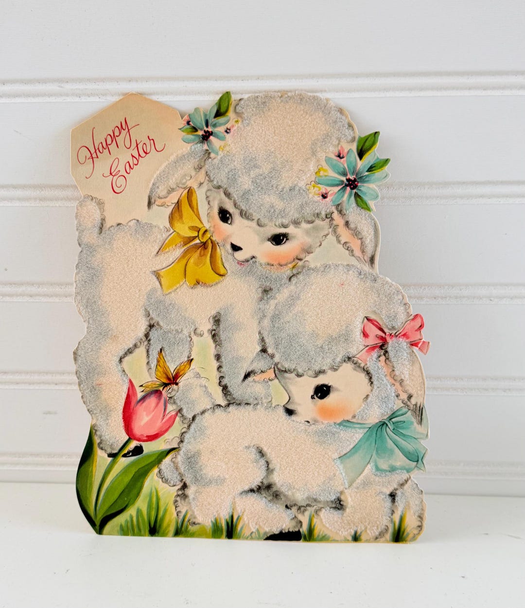 Large Free Standing Vintage Hallmark Flocked Lambs Easter Card - Etsy