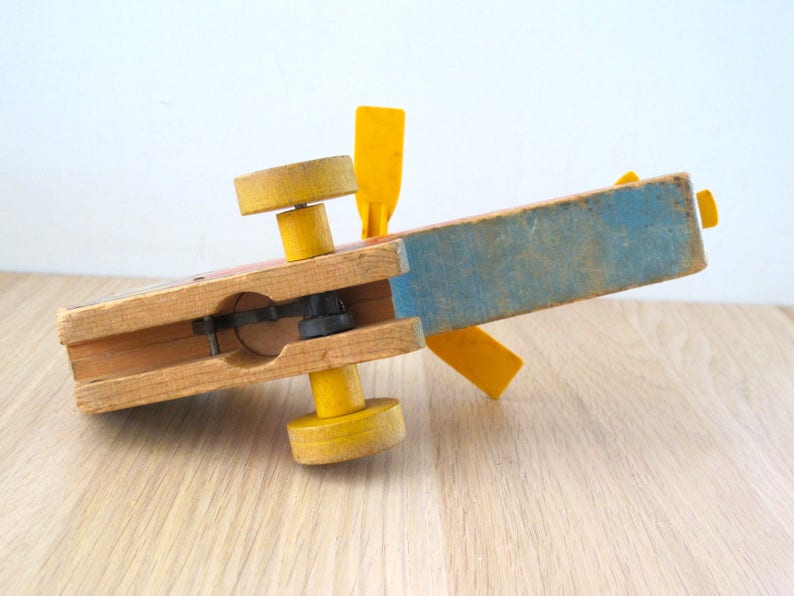 Vintage Happy Little Helicopter Fisher Price Pull Along Wooden Toy 1953-1955 #498