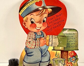 Vintage Valentine Boy Painting