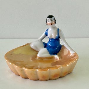 Vintage Bathing Beauty Japan Lusterware Trinket Dish