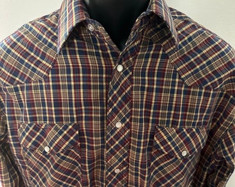 Wrangler Western Plaid Shirt - Size 15.5x35 (Medium)