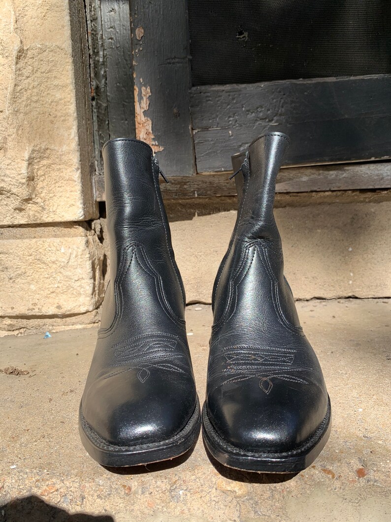 Boulet 1114 Black Western Dress Boot With Western Dress Toe and Cowboy