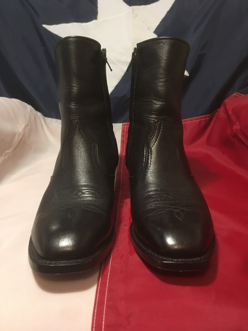 Boulet 1114 Black Western Dress Boot With Western Dress Toe and Cowboy