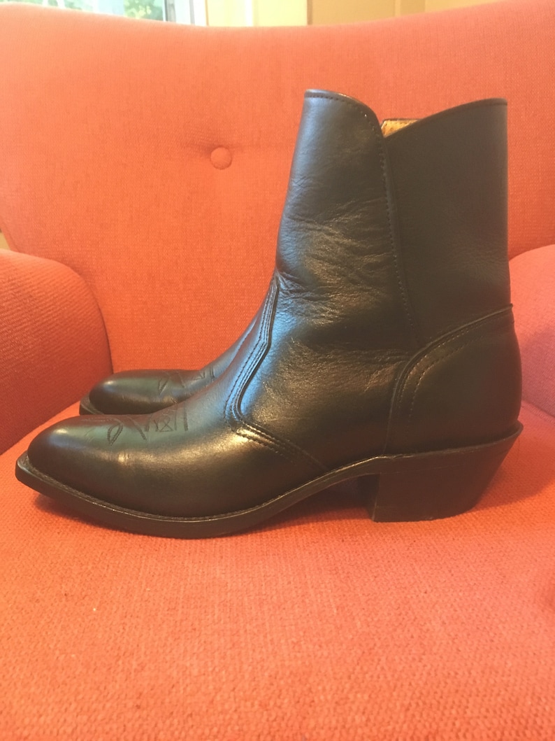 Boulet 1114 Black Western Dress Boot With Western Dress Toe and Cowboy Heel Size 8.5E Etsy