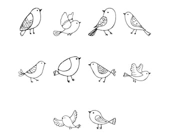 Pacote de Bordados com Arte Linear de Pássaros Voando, Arquivo de Bordado à Máquina com Contorno de Pássaro Minimalista e Tema da Natureza Moderna, Download Instantâneo, 5 Tamanhos