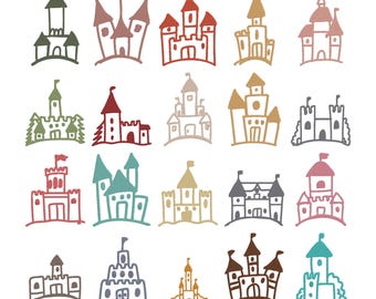 Conjunto de 20 desenhos de bordado à máquina com contorno de Castelo Mágico, download digital instantâneo, 7 tamanhos.
