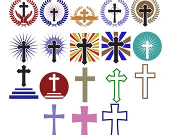 Conjunto de 18 desenhos para bordado à máquina da Cruz Cristã, Download instantâneo.