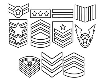 Military Rank Chevron Star Badge Embroidery Designs Bundle for Machine Embroidery Instant Download Files