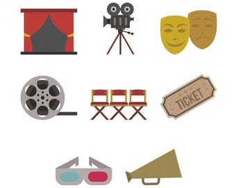 Pacote de Bordados com Tema de Cinema, Arquivo de Bordado à Máquina para Filmes e Drama, Download Instantâneo, 9 Tamanhos