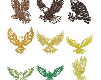 Patriottische adelaar omtrek borduurwerk ontwerpbundel, Flying Bird machineborduurbestand, instant download, 5 maten