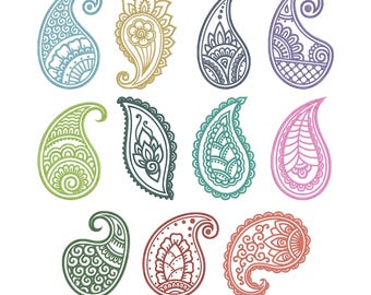 Pacote de Bordados Florais Paisley, Arquivo de Bordado à Máquina Mehndi Bohol, Download Instantâneo, 5 Tamanhos